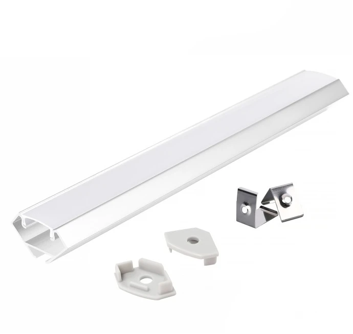 LED kampinis profilis N01, baltas, 2m, su dangteliu ir užbaigimais