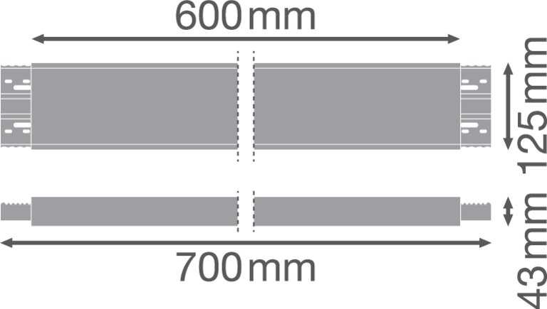 LED linijinio šviestuvo LINEAR INDIVILED 600 sujungimas, baltas