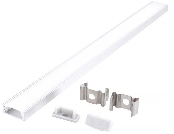 LED paviršinis profilis P01, baltas, 2m, su dangteliu ir užbaigimais