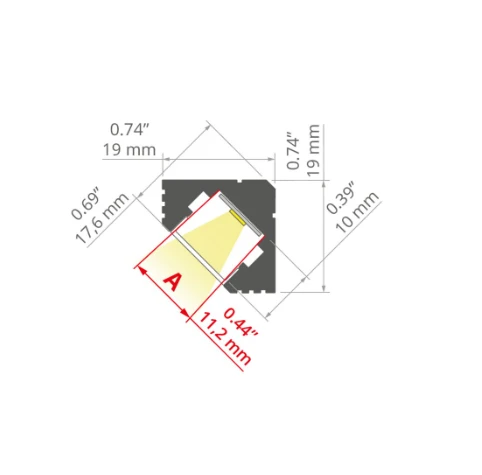 Prescot LED profilis 45-ALU, anoduoto aliuminio, 2m