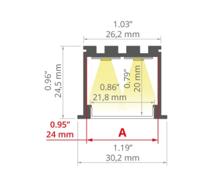 LED profilis LOKOM, anoduoto sidabro sp., 2m