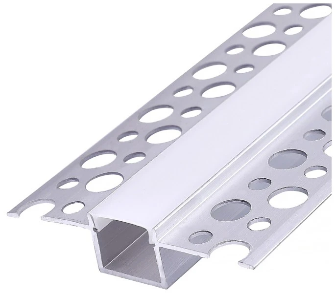 LED užglaistomas profilis KG01, anoduoto sidabro sp., 2m, su dangteliu ir užbaigimais