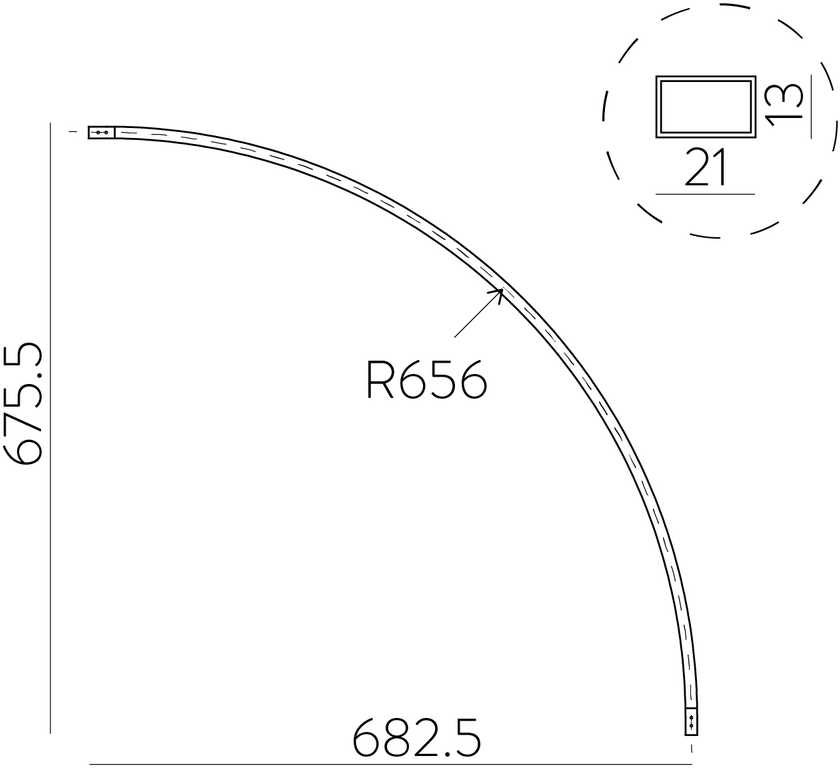Lenktas EASY LINK sistemos bėgelis, R 656mm, juodas, K1002243N