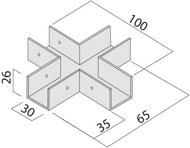 Linijinės sistemos XFORT bėgelio X formos sujungimas, juodas, FRT01XC SBK