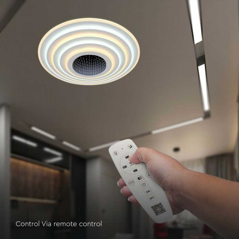 Lubinis šviestuvas V-tac 125W LED paviršinis lubų šviestuvas, baltas, 3000/6500K, dimeriuojamas, su nuotolinio valdymo pulteliu