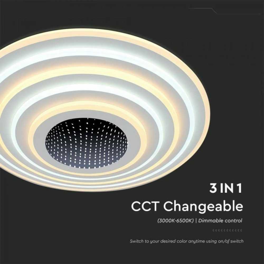Lubinis šviestuvas V-tac 125W LED paviršinis lubų šviestuvas, baltas, 3000/6500K, dimeriuojamas, su nuotolinio valdymo pulteliu