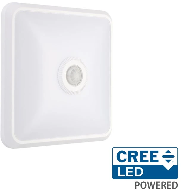 Lubinis šviestuvas 12W LED paviršinis šviestuvas, kvadratinis, baltas, 3000/4000/6000K, su judesio davikliu, CREE LED chip
