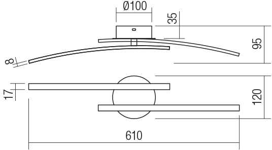 Lubinis šviestuvas 14W LED paviršinis šviestuvas YUNO, matinės bronzos sp., 3000K