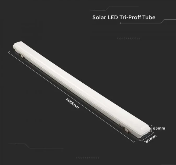 Lubinis šviestuvas V-tac 18W LED linijinis šviestuvas, 120cm, baltas, 3000-6400K, IP65, valdomas, su saulės baterija ir judesio davikliu