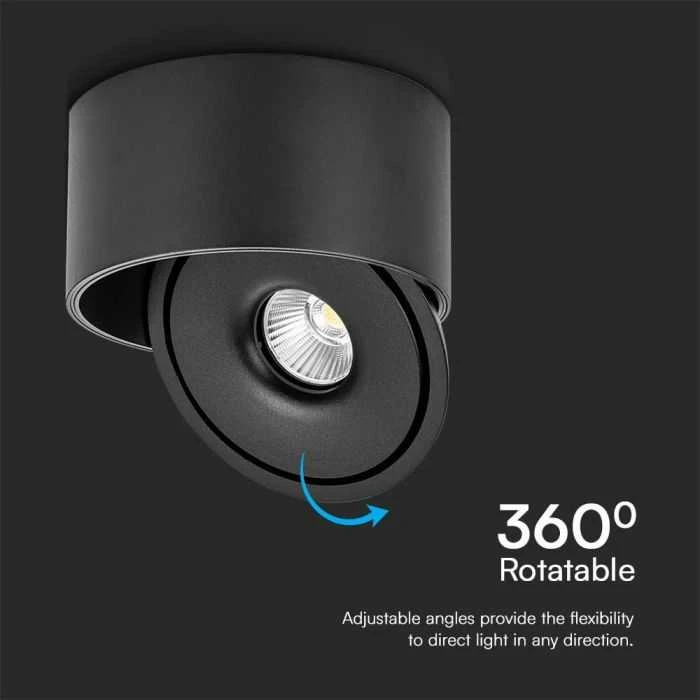Lubinis šviestuvas V-tac 20W LED paviršinis šviestuvas, juodas, 3000-6400K