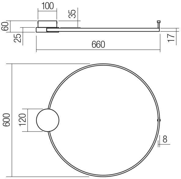 Lubinis šviestuvas 20W LED paviršinis šviestuvas ATOM, juodos/žalvario sp., 3000K