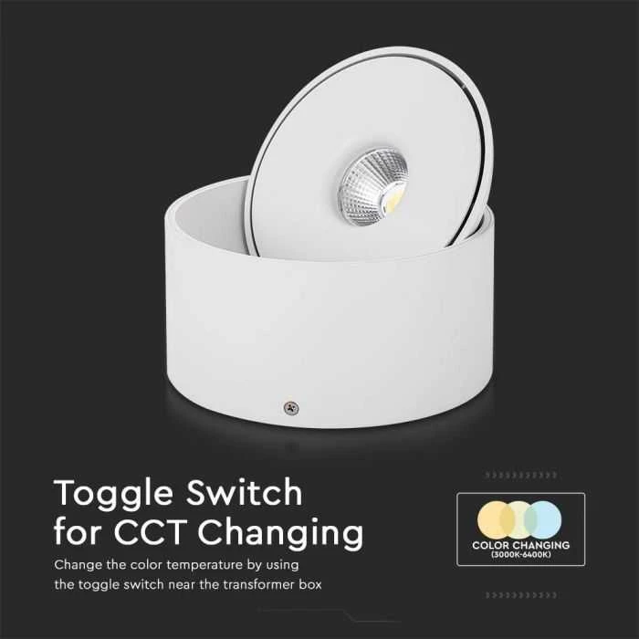 Lubinis šviestuvas V-tac 20W LED paviršinis šviestuvas, baltas, 3000-6400K