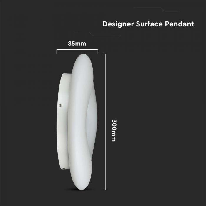 Lubinis šviestuvas V-tac 20W LED paviršinis šviestuvas, baltas, dimeriuojamas