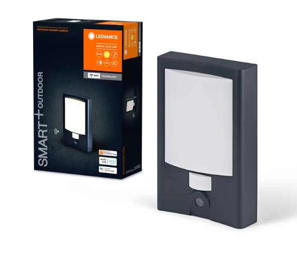 22W LED paviršinis šviestuvas SMART+, tamsiai pilkos sp., 3000K, dimeriuojamas, su judesio/šviesos davikliu ir HD kamera