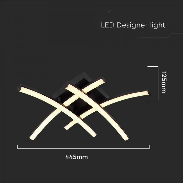 Lubinis šviestuvas V-tac 24W LED paviršinis šviestuvas, juodas, 3000K