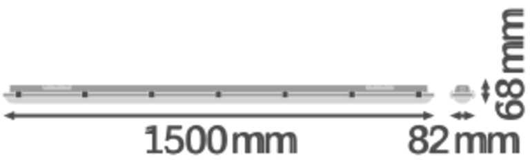 Ledvance 26W LED linijinis šviestuvas DAMP PROOF SENSOR, pilkas, 4000K, 150cm, su judesio davikliu