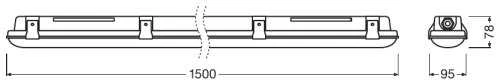 26W LED linijinis šviestuvas LEDVANCE, pilkas, 4000K, 150cm, IP65, GY