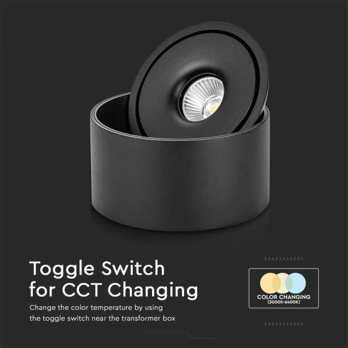 Lubinis šviestuvas V-tac 28W LED paviršinis šviestuvas, juodas, 3000-6400K