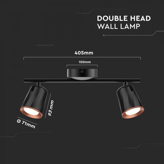 Lubinis šviestuvas V-tac 2x5W LED paviršinis šviestuvas, juodas, 4000K