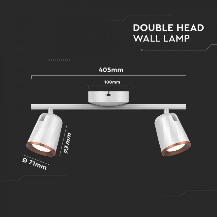 Lubinis šviestuvas V-tac 2x5W LED paviršinis šviestuvas, baltas, 4000K
