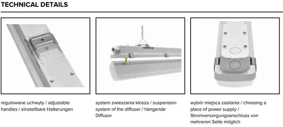 Lubinis šviestuvas Lena Lighting 31W linijinis šviestuvas TYTAN 2 LED BASIC, 1150mm, pilkas, 4000K