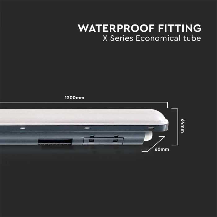 Lubinis šviestuvas V-tac 36W LED linijinis paviršinis šviestuvas X-SERIES, 120cm, 6500K, IP65, su judesio davikliu
