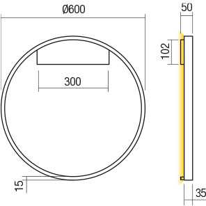 Lubinis šviestuvas 37W LED paviršinis šviestuvas FEBE, matinės aukso sp., 4000K, dimeriuojamas, 01-2824
