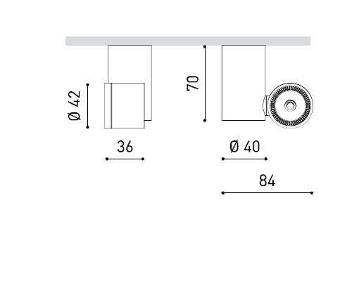 Lubinis šviestuvas 4,5W paviršinis šviestuvas iO SURFACE, juodas, 3000K