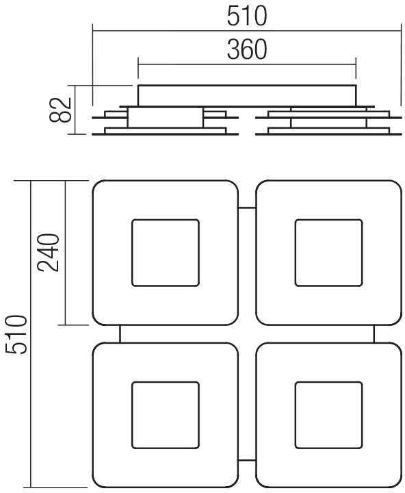 Lubinis šviestuvas 47W LED paviršinis šviestuvas QUANT, juodas, 3000/4000K