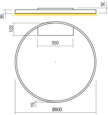Lubinis šviestuvas 50W LED paviršinis šviestuvas FEBE, matinės aukso sp., 3000K, dimeriuojamas, 01-2847
