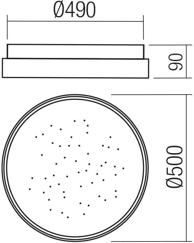 Lubinis šviestuvas 57W LED plafonas SAIR, matinės baltos sp., 2700/6000K, dimeriuojamas
