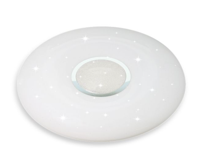 Lubinis šviestuvas V-tac 60W paviršinis šviestuvas, 3in1, dimeriuojamas pulteliu, baltas, su žvaigždėtu dangteliu
