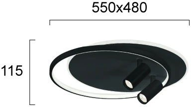 Lubinis šviestuvas 61W LED paviršinis šviestuvas SMART, juodas, 3000K, 4265500