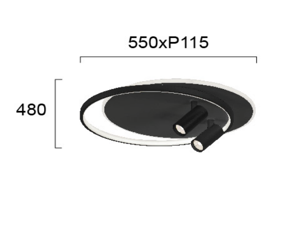 Lubinis šviestuvas 61W LED paviršinis šviestuvas SMART, juodas, 3000K, 4265500