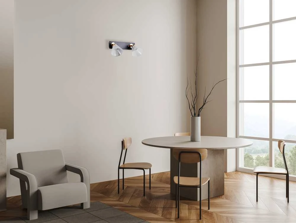 Lubinis šviestuvas 8W LED paviršinis šviestuvas ORELLA, juodos/aukso sp./skaidrus, 3000K