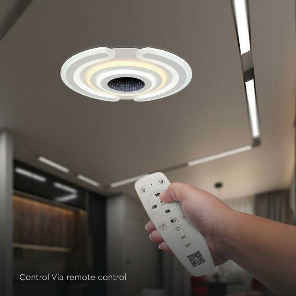Lubinis šviestuvas V-tac 95W LED paviršinis lubų šviestuvas, baltas, 3000/6500K, dimeriuojamas, su nuotolinio valdymo pulteliu