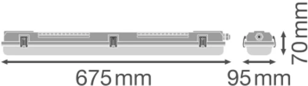 Lubinis šviestuvas Ledvance LED T8 šviestuvas GEN 3, 2xG13, 675 mm