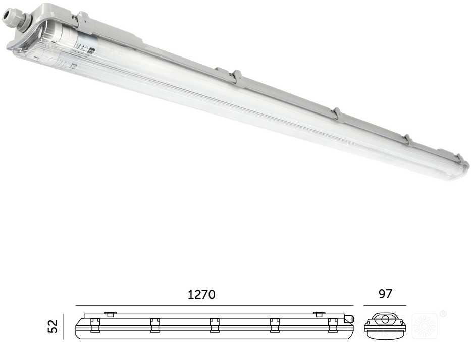 Linijinis šviestuvas G2, pilkas, su 2x LED T8 18W 120cm 4000K lempomis, IP65