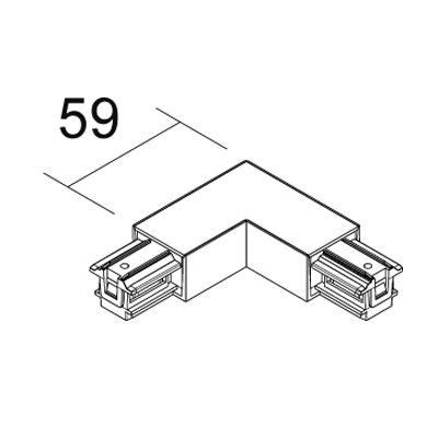 Magnetinės sistemos ARIA paviršinio bėgelio vidinis L formos sujungimas, juodas