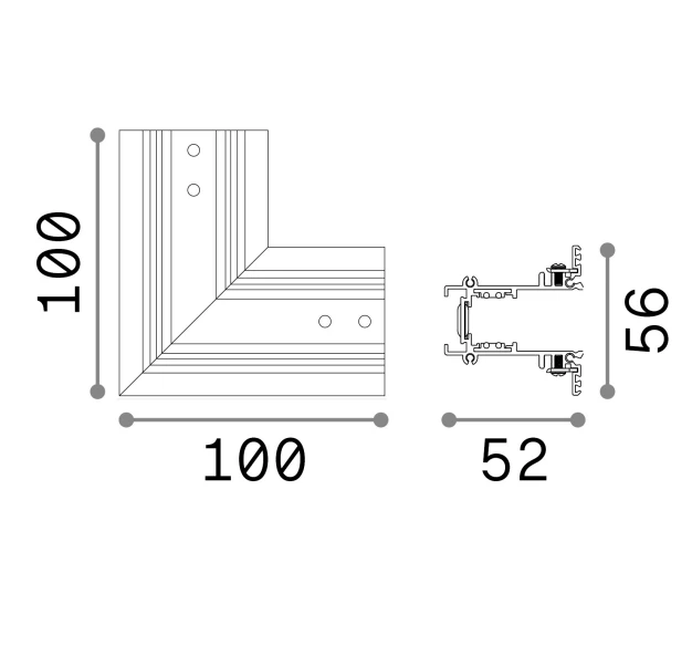 Ideal Lux Aksesuaras Ego Kit Recessed L Electr Conn Horizontal Bk
