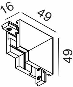 Magnetinės sistemos bėgelio MICRO_LINE L formos vidinis sujungimas, juodas