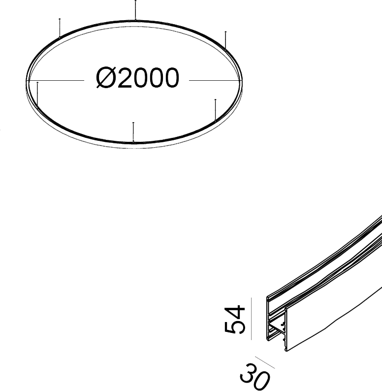 Magnetinės sistemos IN_RING bėgelis, 48V, baltas, 2m diametro