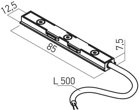 Magnetinės sistemos XNEO bėgelio sujungimas su užmaitinimu, 24V, juodas