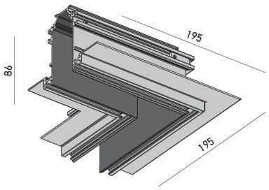 Magnetinės sistemos XTRIM M RECESSED bėgelio kampinis sujungimas, 48V, juodas