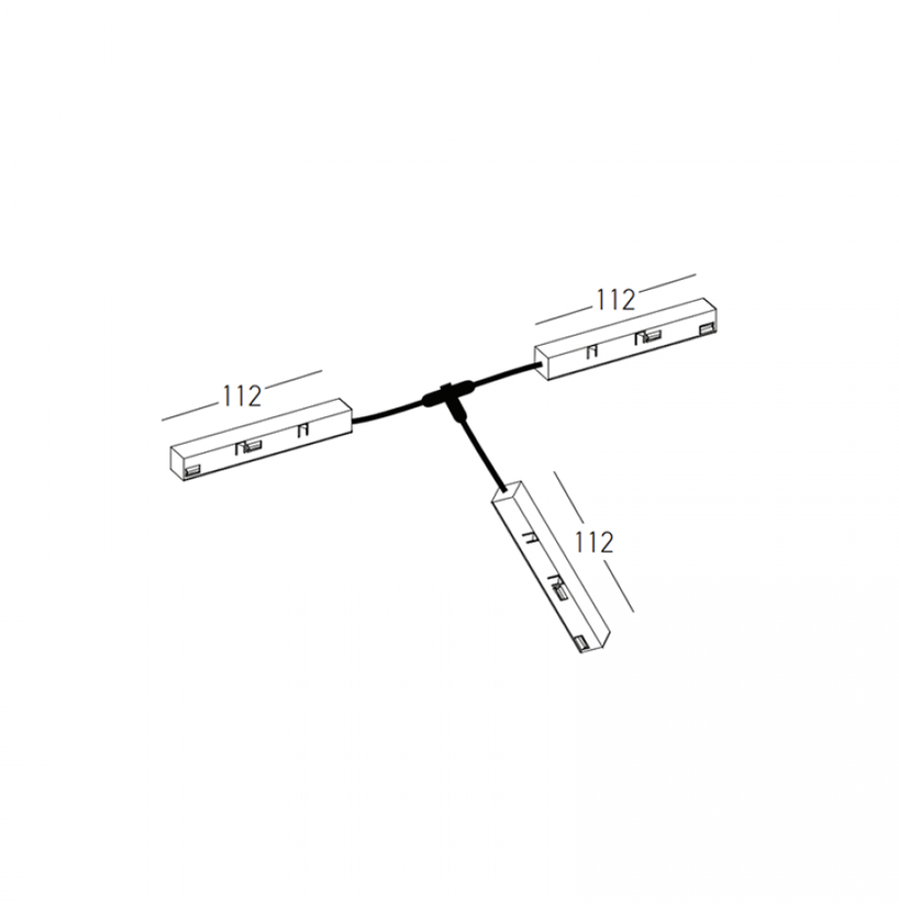 Magnetinio bėgelio ZAMBELIS lankstus T formos elektrinis sujungimas, juodas, 48V, 20112