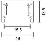 Magnetinis bėgelis SLIM MAGNETIC, 48V, juodas, 1m, su dangteliu ir užbaigimais, 02/0501-1