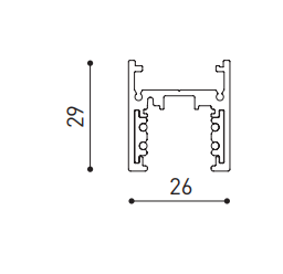 Magnetinių sistemų paviršinis bėgelis TRACK 48V SURFACE SHORT, juodas, 2m