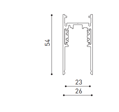 Magnetinių sistemų paviršinis bėgelis TRACK 48V SURFACE, juodas, 1m