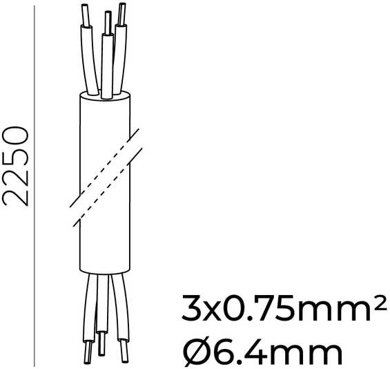 Maitinimo kabelis, 3 polių, 2250mm, skirtas EASY LINK sistemai, juodas, K2005340N