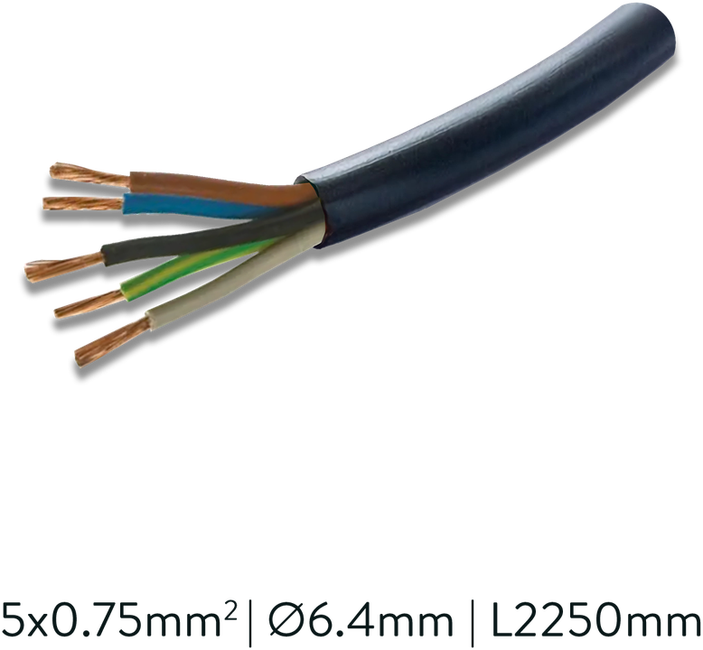 Maitinimo kabelis, 5 polių, 2250mm, skirtas EASY LINK sistemai, juodas, PUSH/DALI, K2005341N
